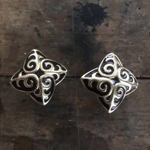 vintage earrings clip on Erwin Pearl black & gold